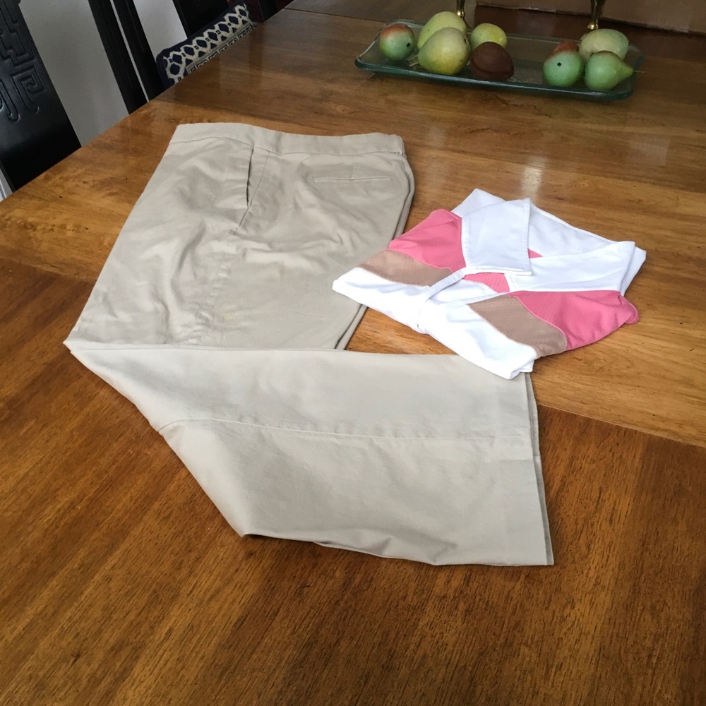 Landsend Khaki Pants (size 14) and Izod Golf Shirt (XL)